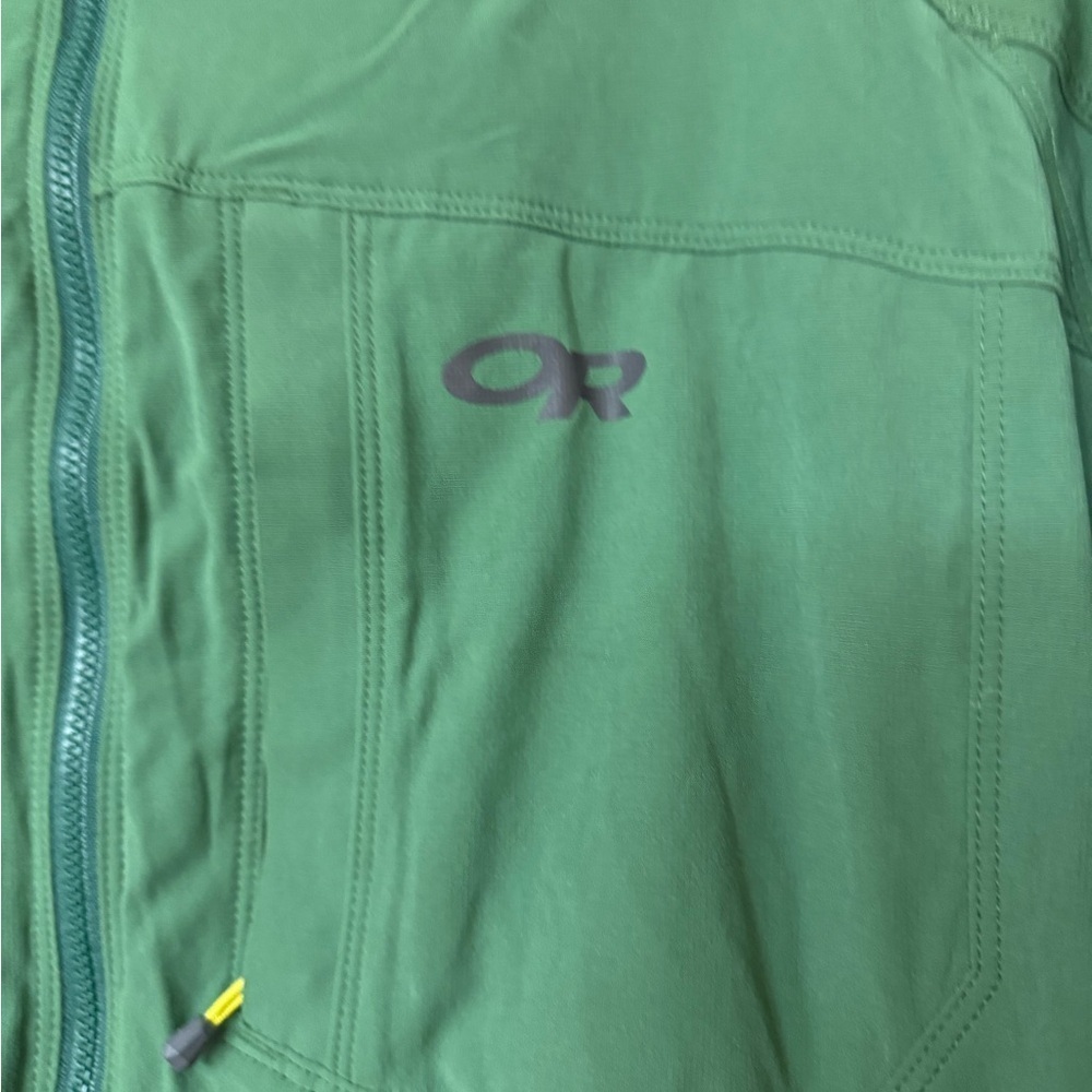 OUTDOOR RESEARCH Size XL Mens Dryline Green Rain Jacket Hood - Picture 2 of 6